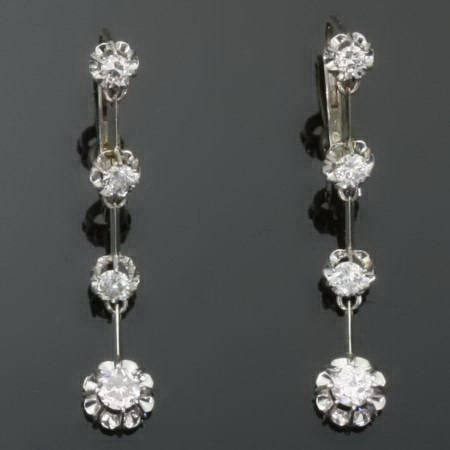 Estate diamond dangle earrings 18kt white gold